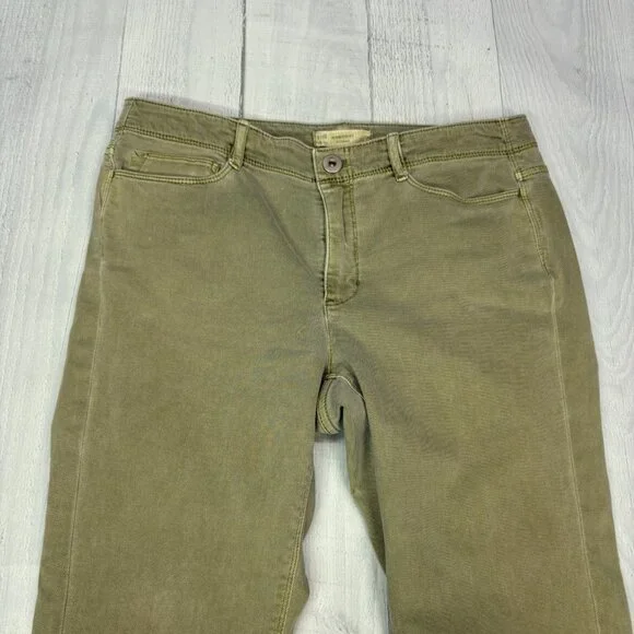 J Jill Cropped Straight Jeans Womens Olive Green Stretch Denim Frayed Hem SIze 6 - Picture 4 of 12